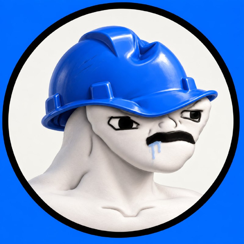 basetard character wearing a blue construction helmet